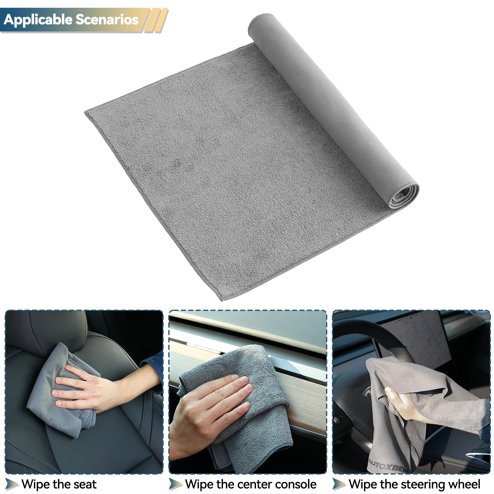 Serviette de séchage de voiture double face, daim et sites souriants, accessoires super absorbants, lavage automatique polyvalent, livres et gril, 4 pièces