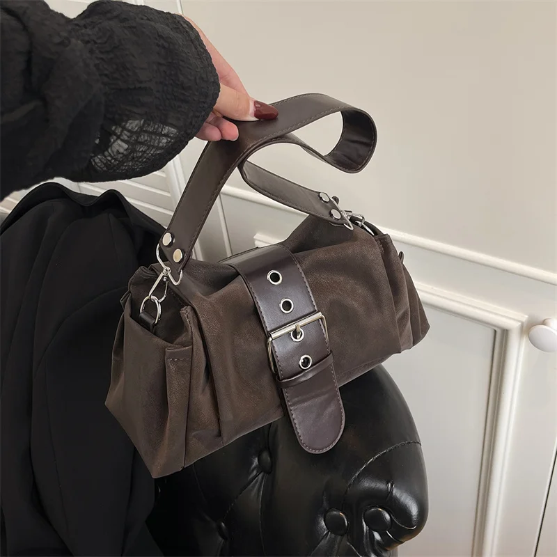 Damen-Achseltaschen aus Kunstwildleder, modische, geraffte Damen-Umhängetasche, Damenhandtasche, kleine Unterarmtasche, Bolsa Feminina – Detail 19