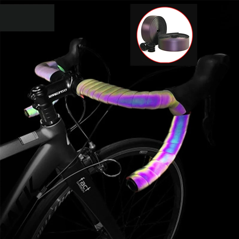 

1 Roll 2.1M Purple Green Road Bike Handlebar Tape New Cycling Handle Wraps Sweat-Absorbent EVA Non-Slip Bicycle Reflective Gel