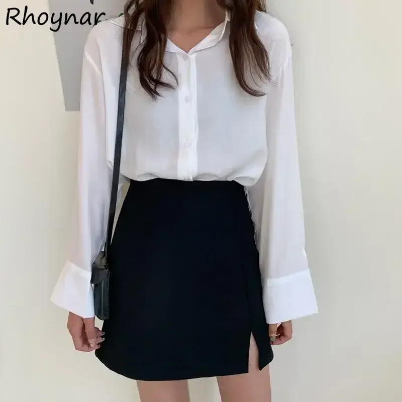 

Однотонные юбки женские Ulzzang элегантные темпераментные офисные женские с боковым разрезом на бедрах повседневные модные весенне-летние модные мягкие Ins