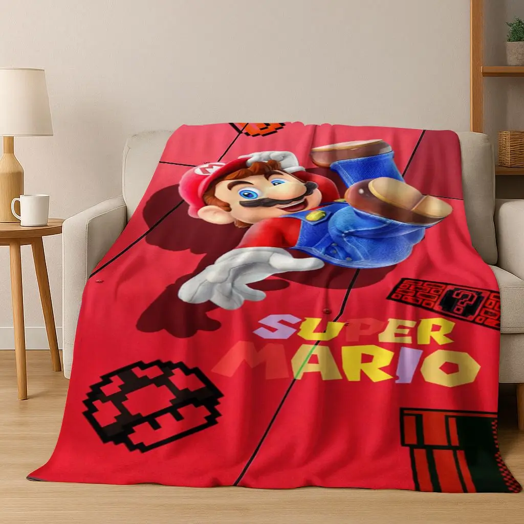 

3D Super Mario Bros Cartoon Cute Child Flannel Blanket Soft Warm Blanket for Bedroom Living Room Bed Travel Camping Picnic Gift