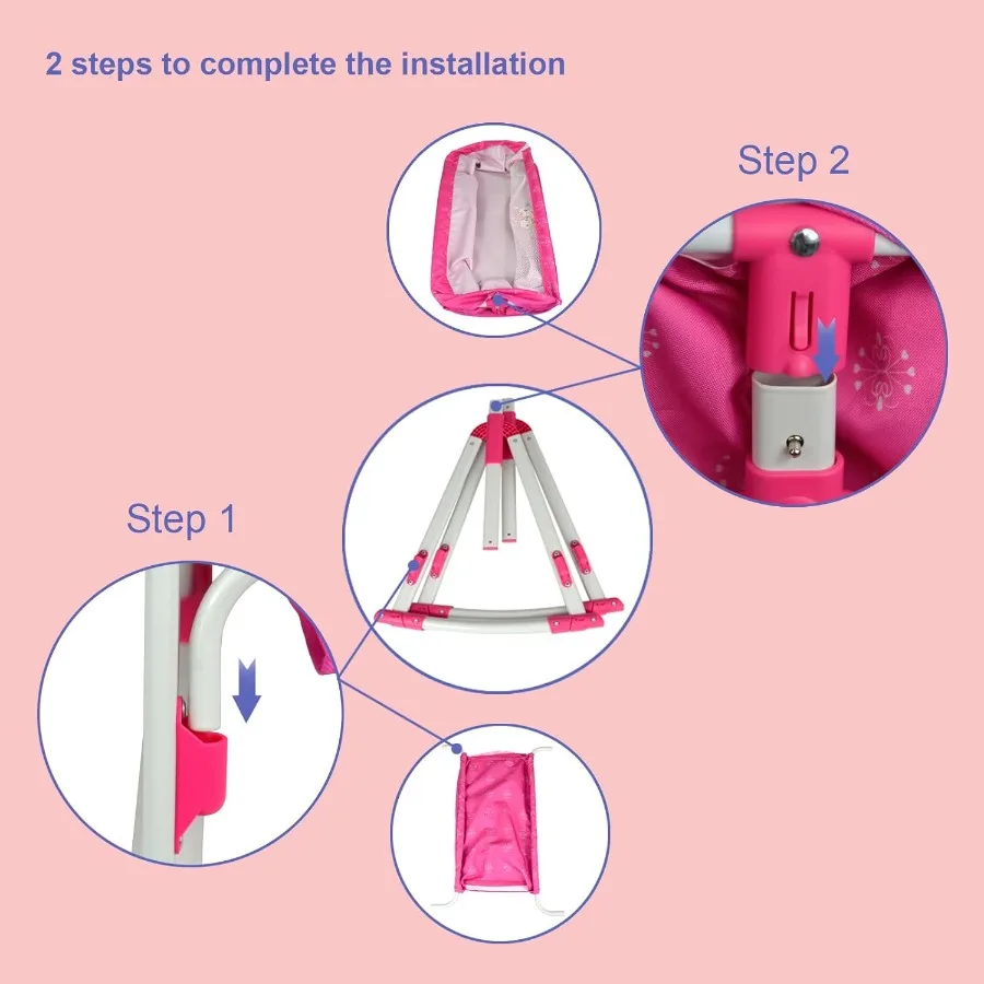 ANIVIA-muebles de cama para muñecas, cama para muñecas de juguete de 2 funciones y columpios para muñecas de 18 pulgadas, cuna para muñecas con parte inferior