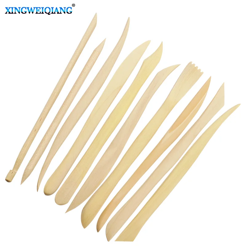 10 PCs Clay Sculpture Tool Set Carving DIY Wooden /Plastic Pottery Knife Tools for Lovers Ceramice Art Craft Shaping Clay Strip