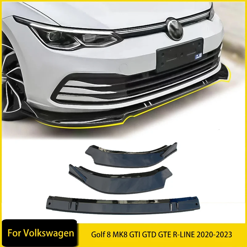 

Car Front Bumper Lip Spoiler Splitter Lip Cover Trim Body Kit for Volkswagen Golf 8 MK8 GTI GTD GTE R-LINE 2020-2023 Front apron