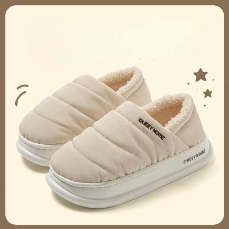 

Мужские и женские зимние хлопковые тапочки для активного отдыха, с теплой флисовой подкладкой, водонепроницаемыми и нескользящими.