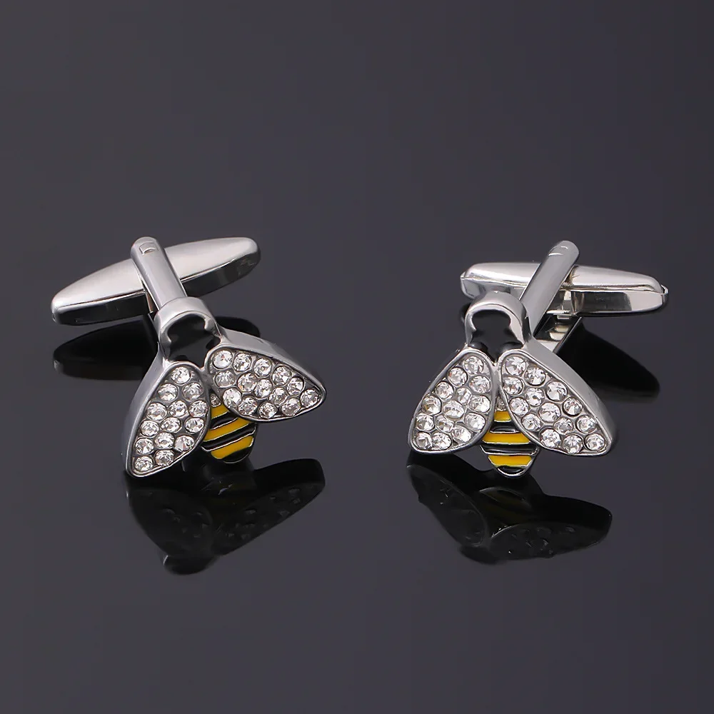 

Lovely Little Bee French Cufflinks Fashion Men's Business Banquet Suit Shirt Cuffs Buttons Party Wedding Cuff Links Gifts 2024