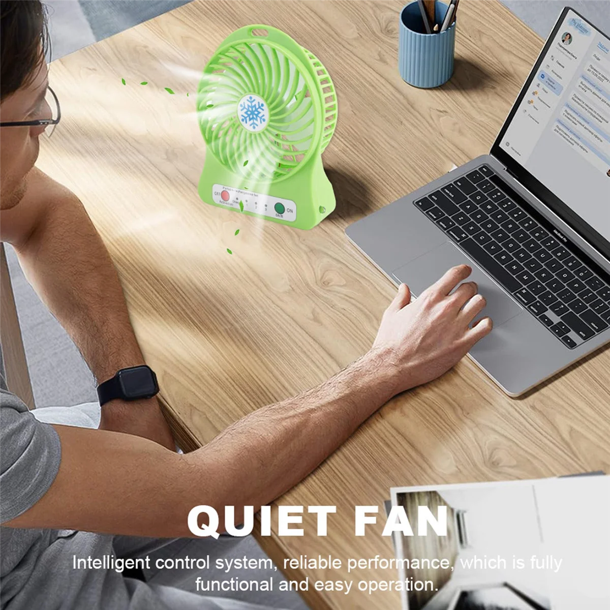 M08K Portable Rechargeable Mini Fan Air Cooler Mini Desk Fan USB Cooling Rechargeable Handheld Fans Green