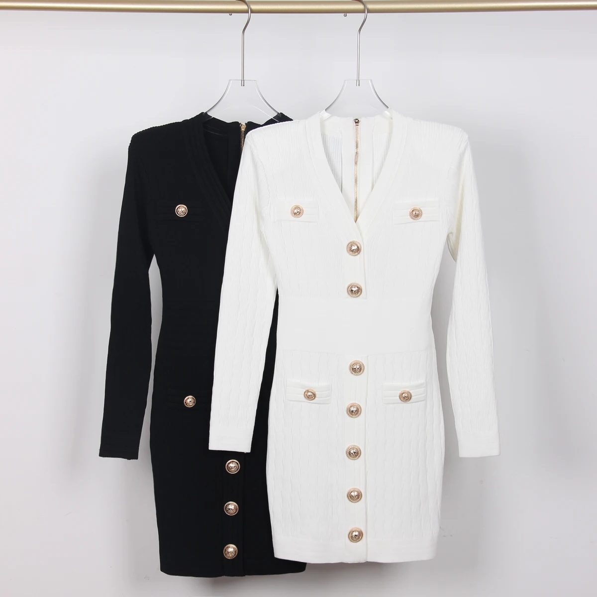 

2022 Summer New Style Commuter V-Neck Knitted Sweater Mid Length Dress Versatile High Quality Knitted Short Sleeve Dress