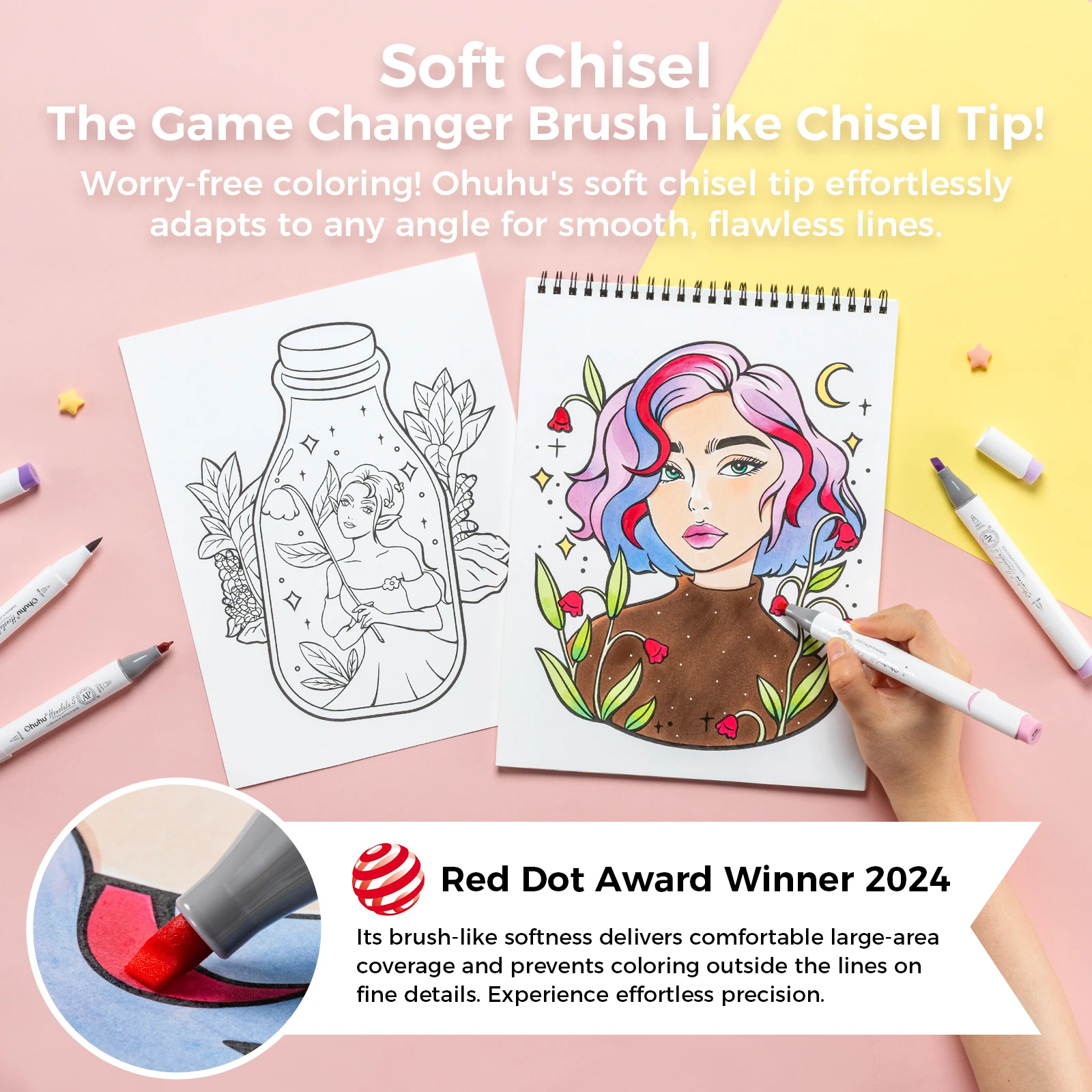 Ohuhu Honolulu S 60 Zestaw Markerów Ilustracyjnych Kolory Markerów Alkoholowych Markery Artystyczne Red Dot Design Podwójne Końcówki Szkicowanie Rysowanie Kolorowanie — zdjęcie produktu 2