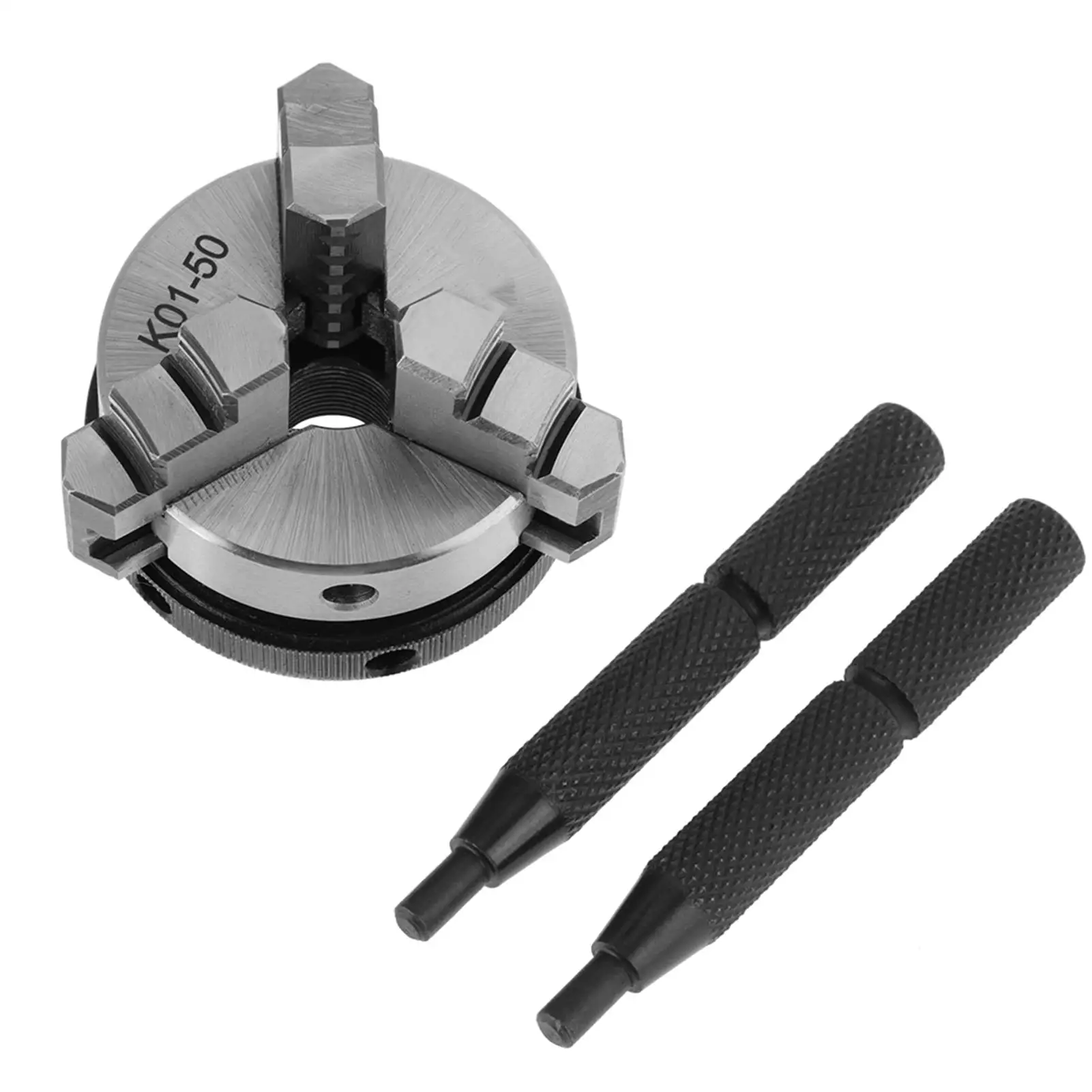 50mm Mini Woodworking Hand Chuck with 3 Jaws & Mounting Thread Screw Rod