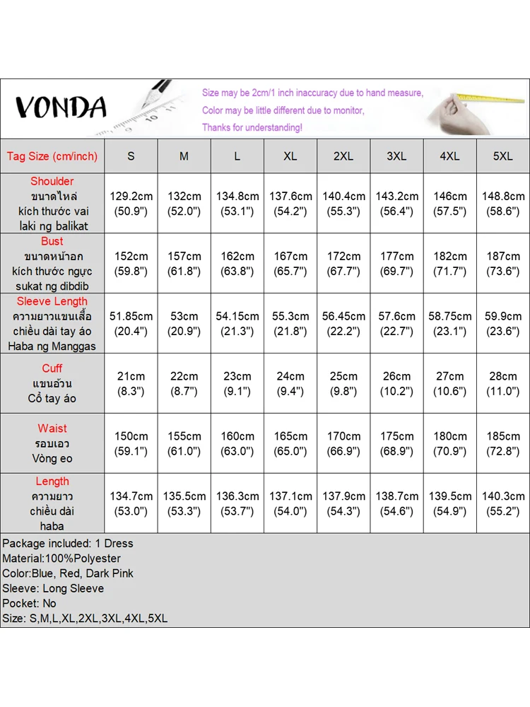 플러스 사이즈 VONDA 여성용 프린트 맥시 원피스 2024, 긴 박쥐 날개 소매, 우아한 보헤미안 베스티도, 캐주얼 라운드넥 긴 로브, 5XL