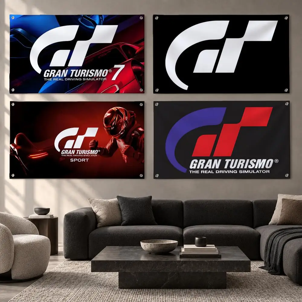 Game G-Gran-Turismo Flags Fabric Pennant Banner, Apt Wall Decor, Living Corner, Bedroom, Studio, E-sports Room