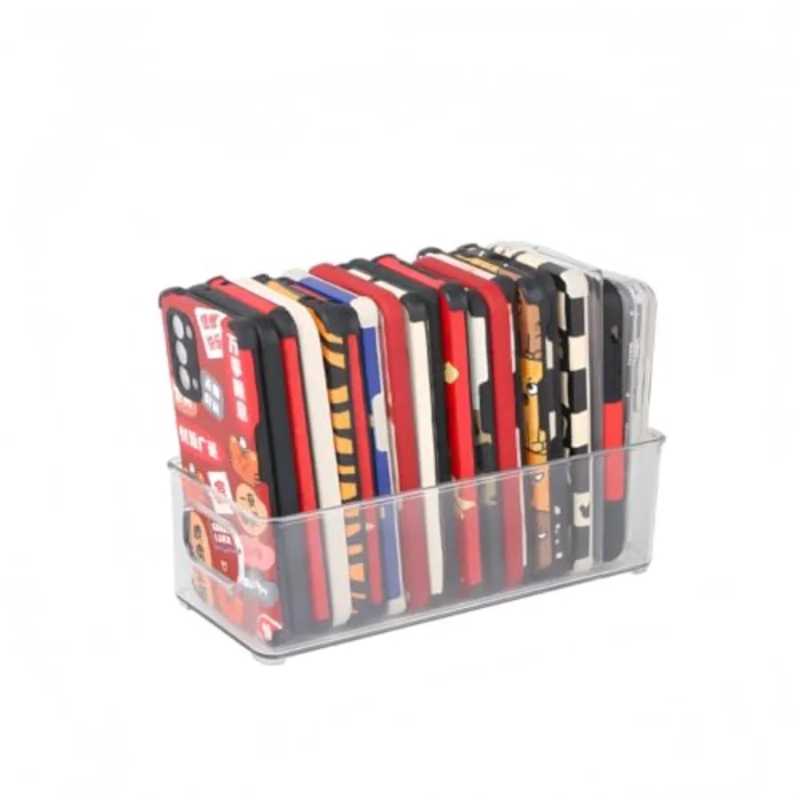 

Phone Case Box Organizer, Clear Storage Bins w Handles for Kitchen Organization, Multifunctional Phone Case Storage Holder for