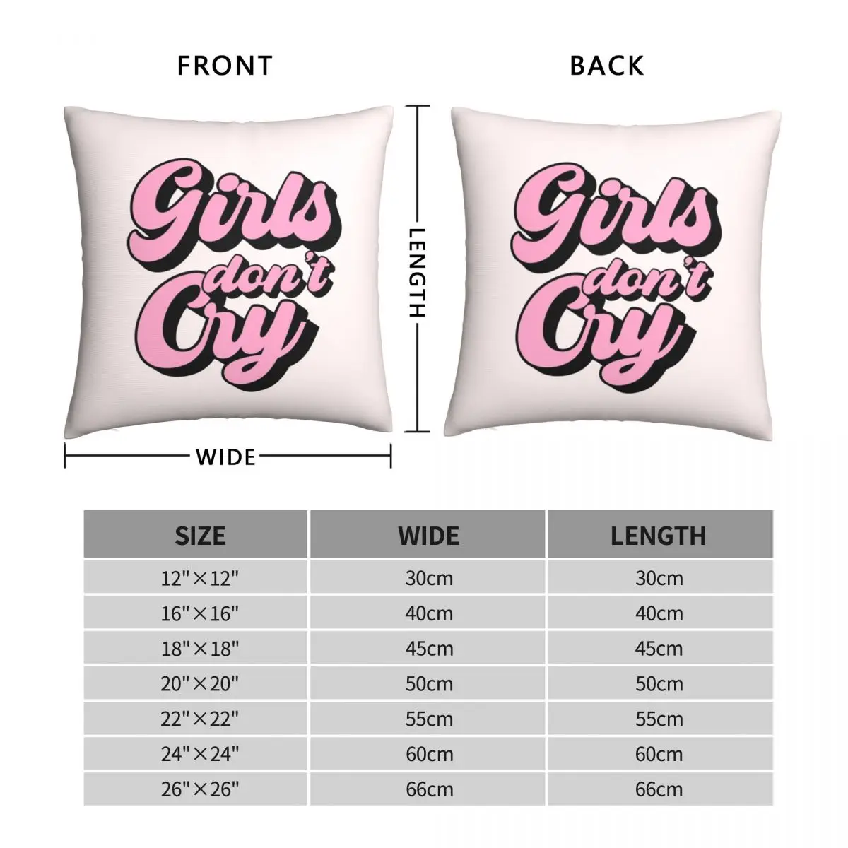 Girls Don't Cry Pillowcase Polyester Linen Velvet Pattern Zip Decor Pillow Case Home Cushion Cover Wholesale