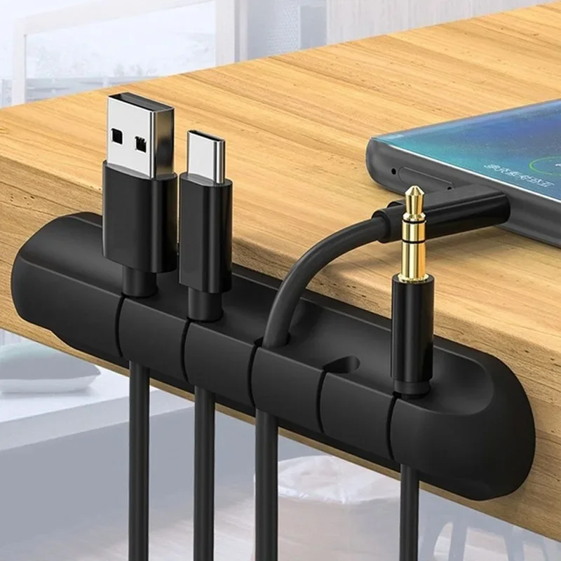 5/7. Kẹp Cáp Cuốn Gọn Để Bàn Tự Dính Cáp Sạc USB Giá Đỡ Dây Quấn Dây Bàn Người Tổ Chức Vật Dụng Văn Phòng