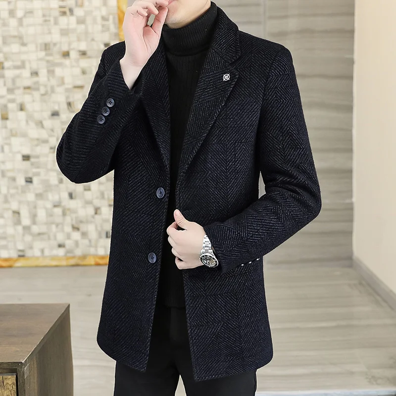 

High Quality and Cotton Autumn/winter New Collection in The Long Men's Fashion Handsome All-in-one Chenille Coat Suit Jacket