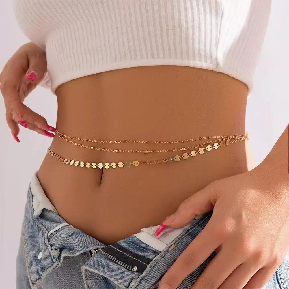 

Chic Sexy Waist Belly Chain for Women Multi-layer Body Chain Jewelry Dainty Waist Link for Summer Beach & Festival