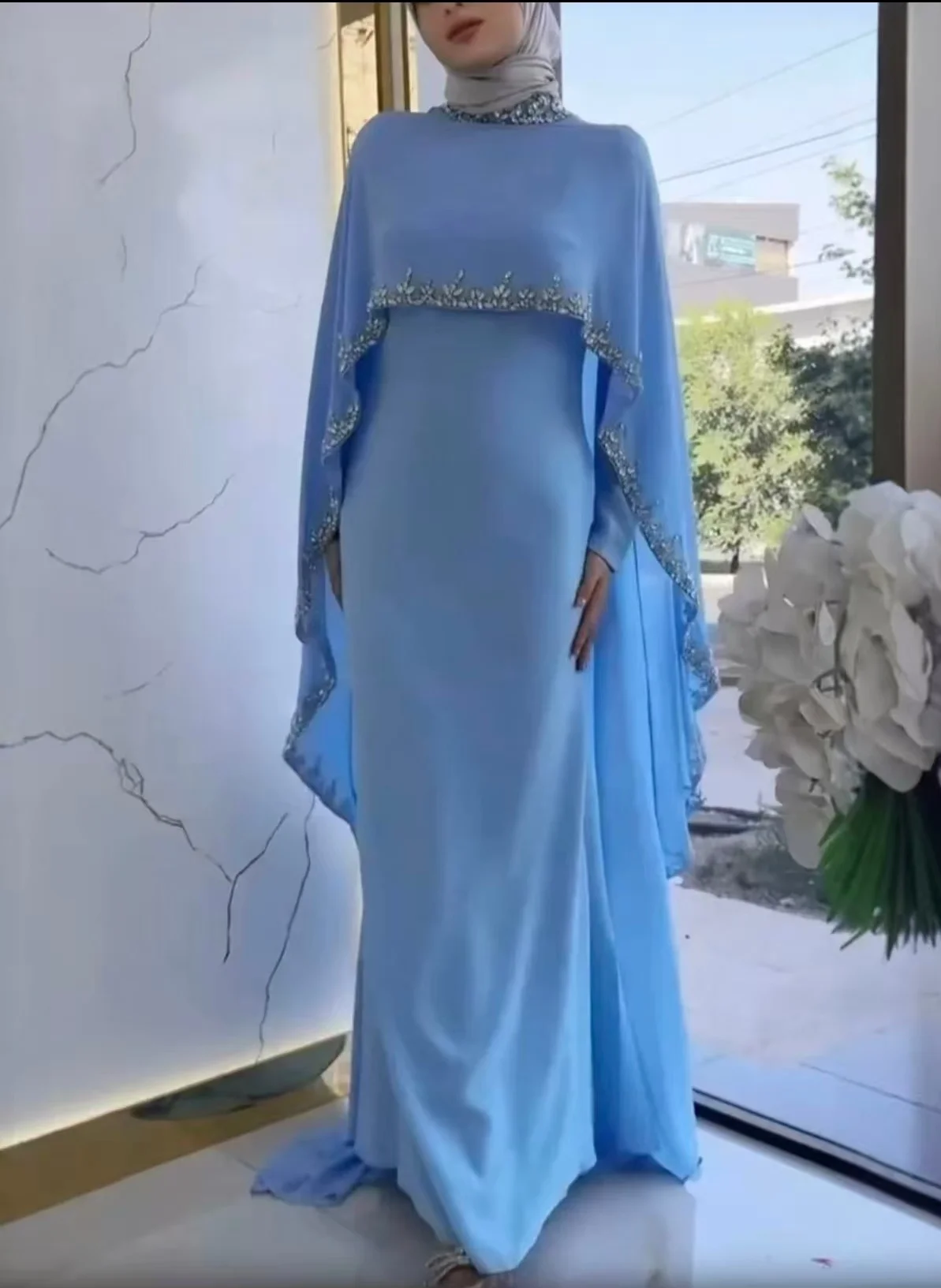 

Haute Customized elegantHand sewn diamond inlay Muslim fringed dress robe Banquet socialite special occasion evening gown