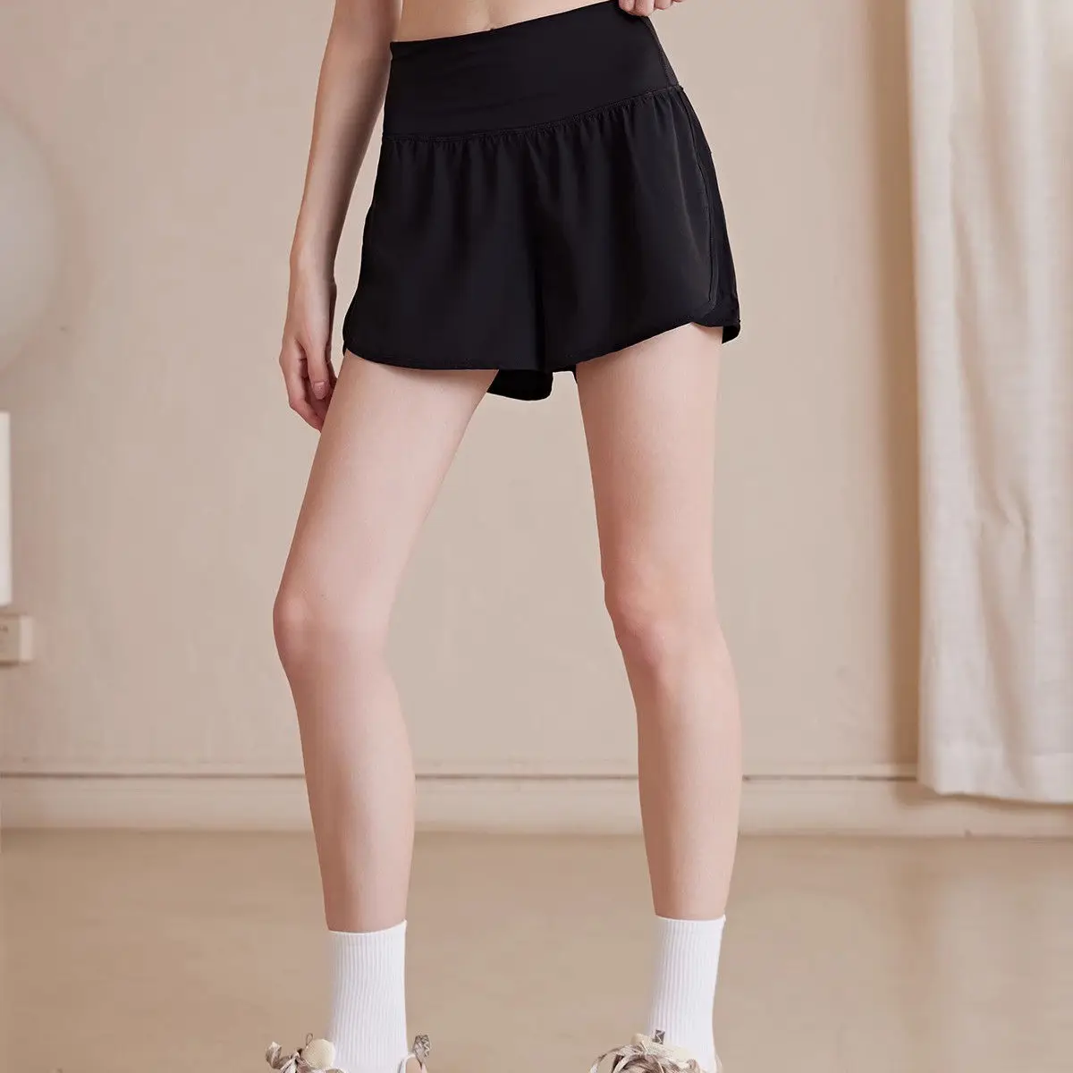 กางเกงขาสั้นป้องกันการเดินผู้หญิงโยคะวิ่งการฝึกอบรมกางเกงออกกําลังกายมาราธอนฤดูร้อน