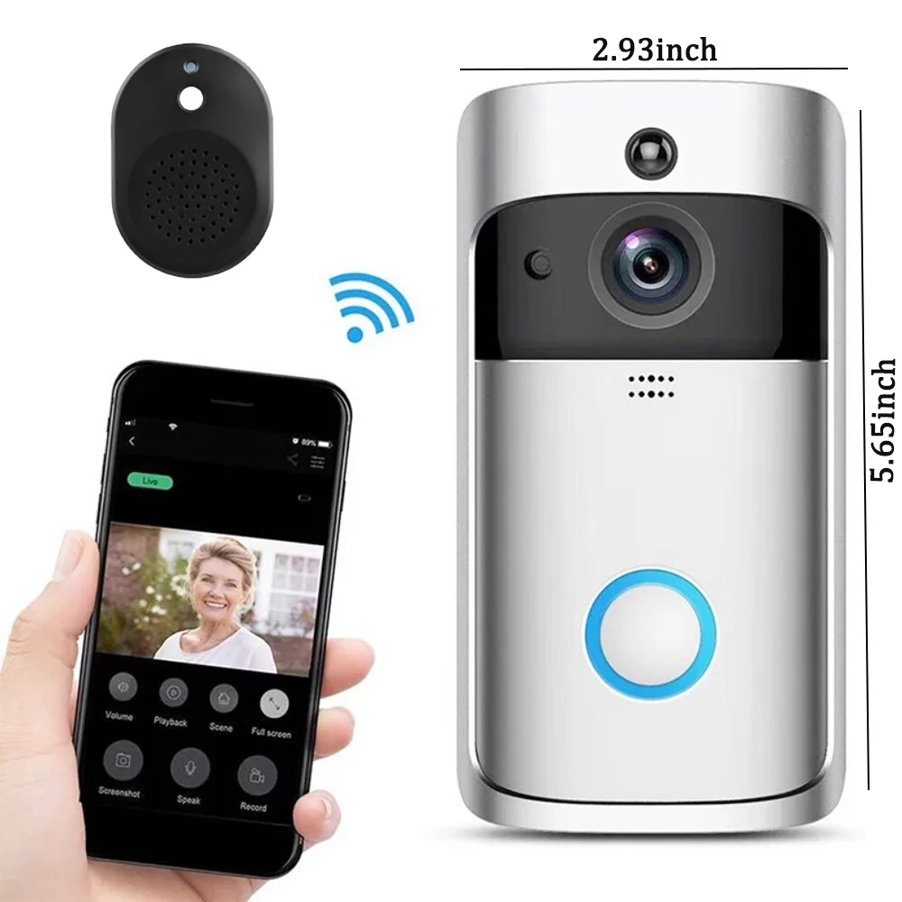 V5 Video Doorbell Smart Wireless WiFi Security Door Bell Visual 720P HD Remote Home Monitor Night Vision Intercom Door Phone