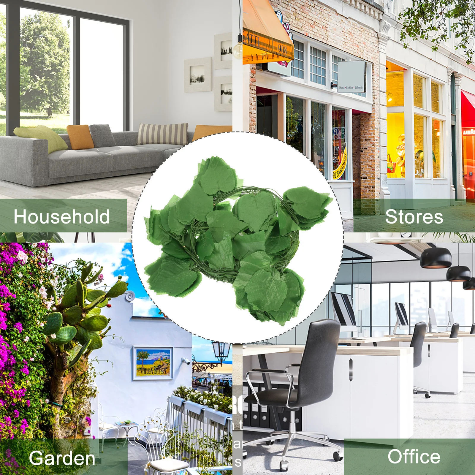 

12Pcs 6.5ft Artificial Vine Foliage Leaf Garland Home Decor Wedding Party Office Coffee House Artificial Vine
