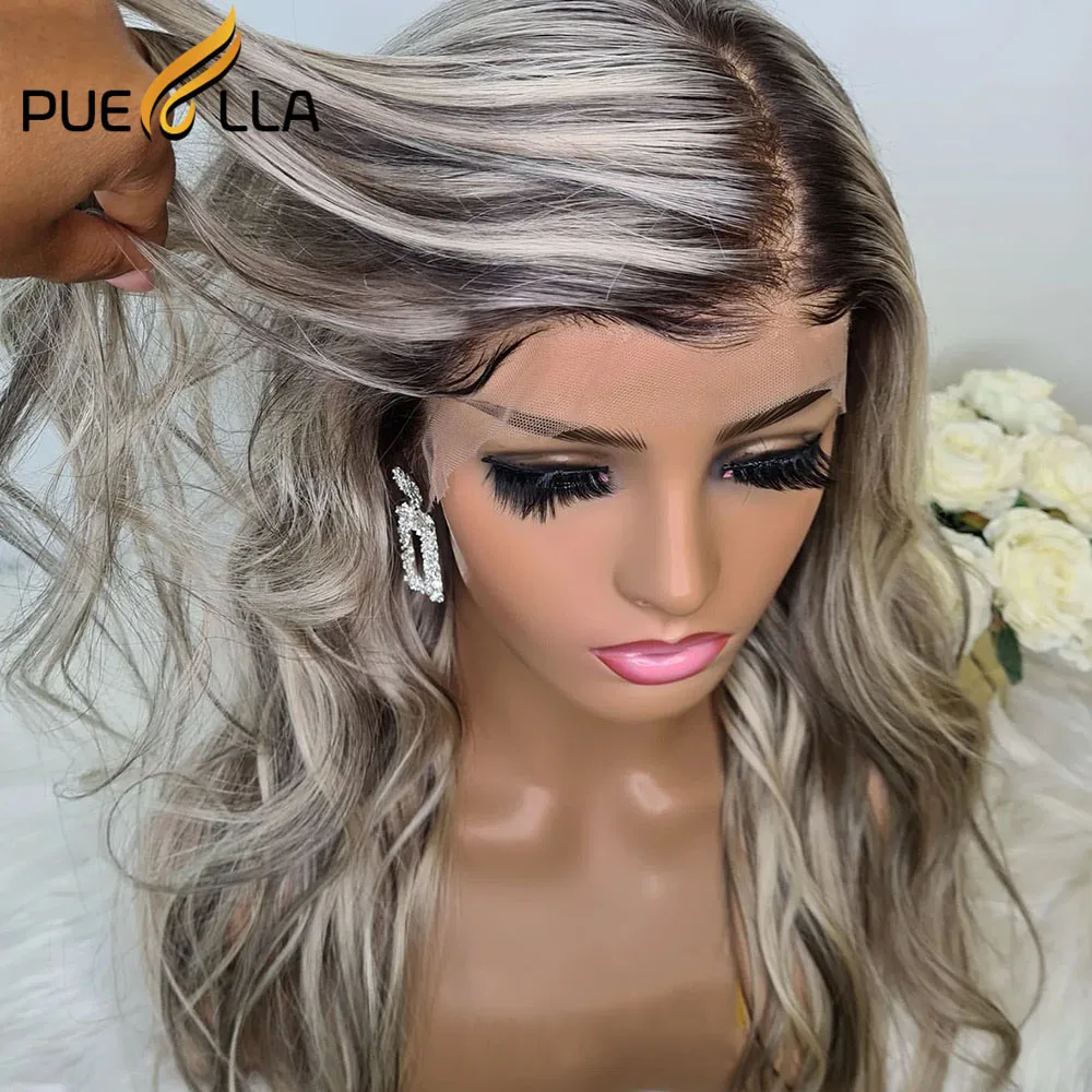 13x6 Transparent Lace Frontal Wig Deep Wave Frontal Wig Ash Blonde Lace Front Wig Brazilian Hair For Woman Hair 180 Density