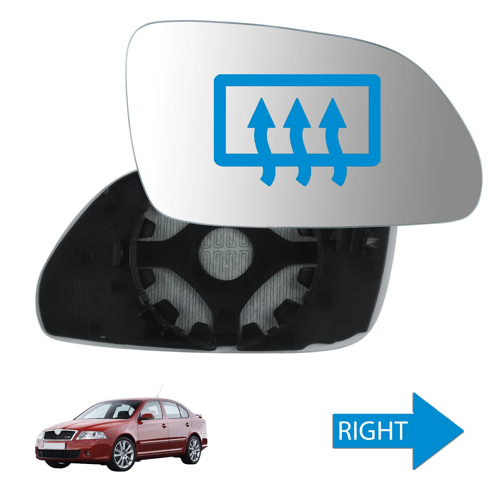 Right Heated Rearview Side Wing Mirror Glass Heated For Skoda Octavia MK2 04-09