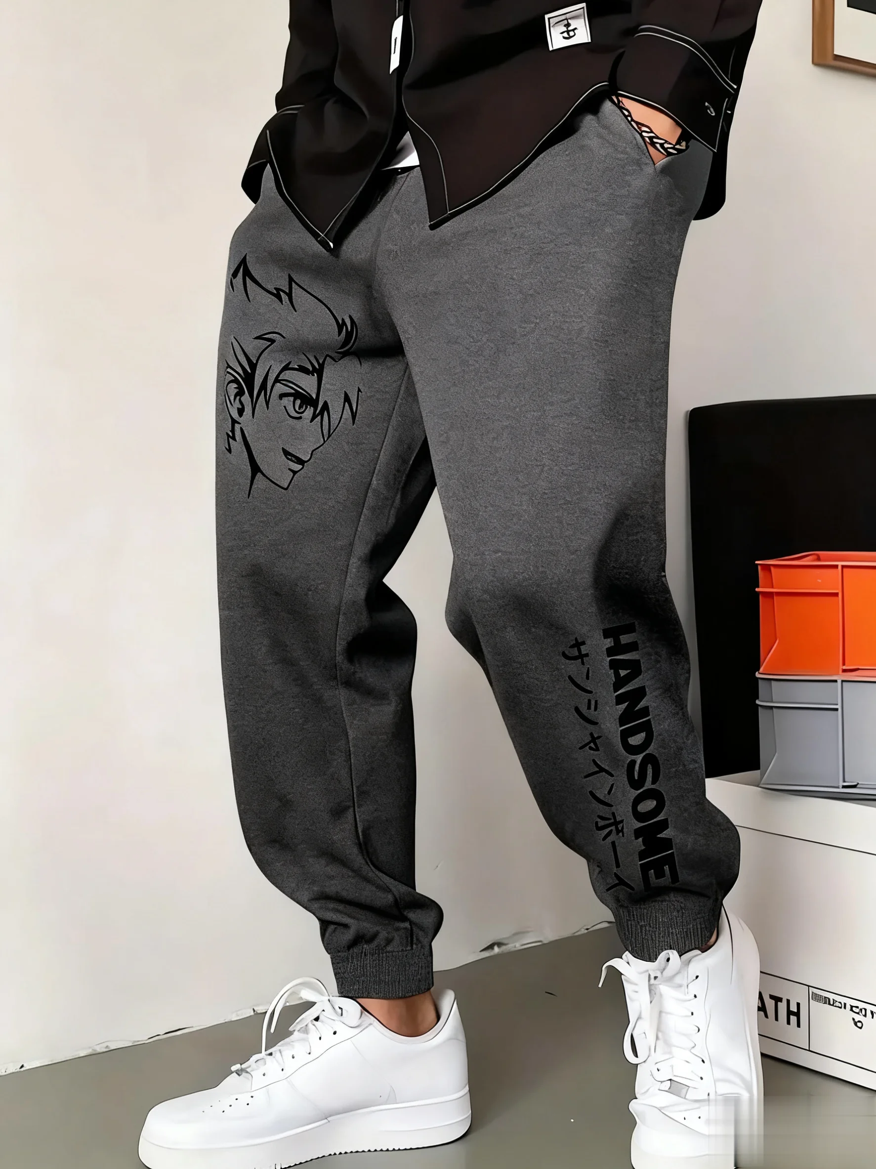 Men's Anime Sweatpants Japanese Manga Printed Casual Trousers Streetwear Hip Hop Cotton Summer Autumn Fashion Y2k Sports Pants