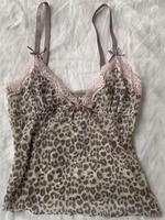 Summer Women's Leopard Lace Trim Casual Top Gothic Street Fashion Vintage Sleeveless Camisole Tank Y2k Clothing