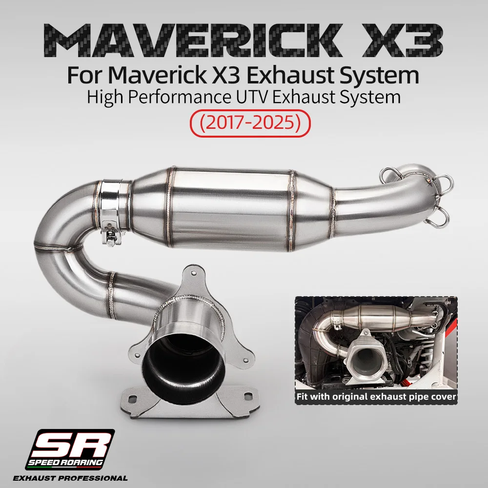 Slip‑On UTV ATV Exhaust Muffler For Can‑Am Maverick X3 Turbo R RR Max X3 Turbo Performance Escape Pipe 2017‑2025