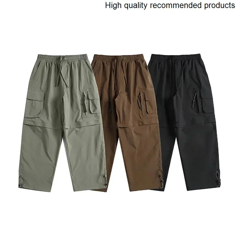 

Japan Detachable Legs Pants Men Korean Streetwear Cityboy Fashion Loose Casual Outdoor Cargo Pants Wide Leg Baggy Trousers