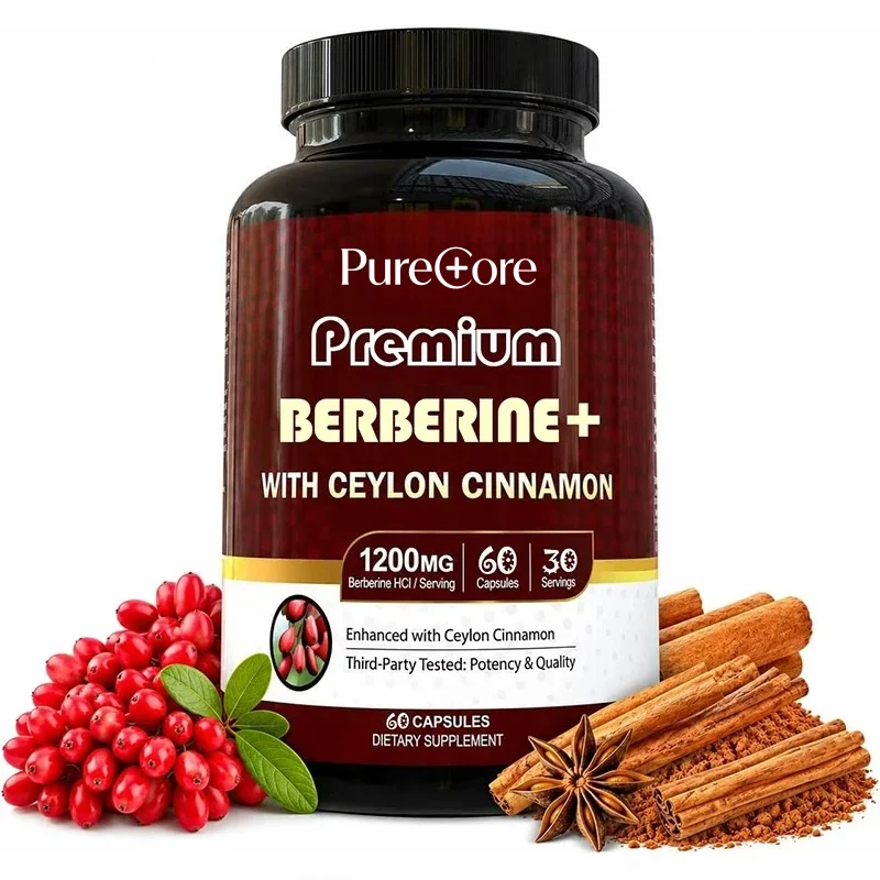 Berberine Hydrochloride 1200mg, 60 Capsules, and Ceylon Cinnamon Supplement To Support Physical Health