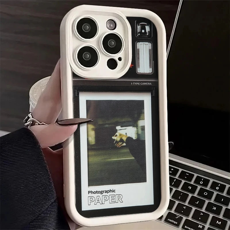 Y2k Imitation Polaroid Camera Design Case for iPhone 17 Air 16 E 15 14 Plus 13 12 Mini 11 Pro Max Soft Silicone Dustproof Cover view 3