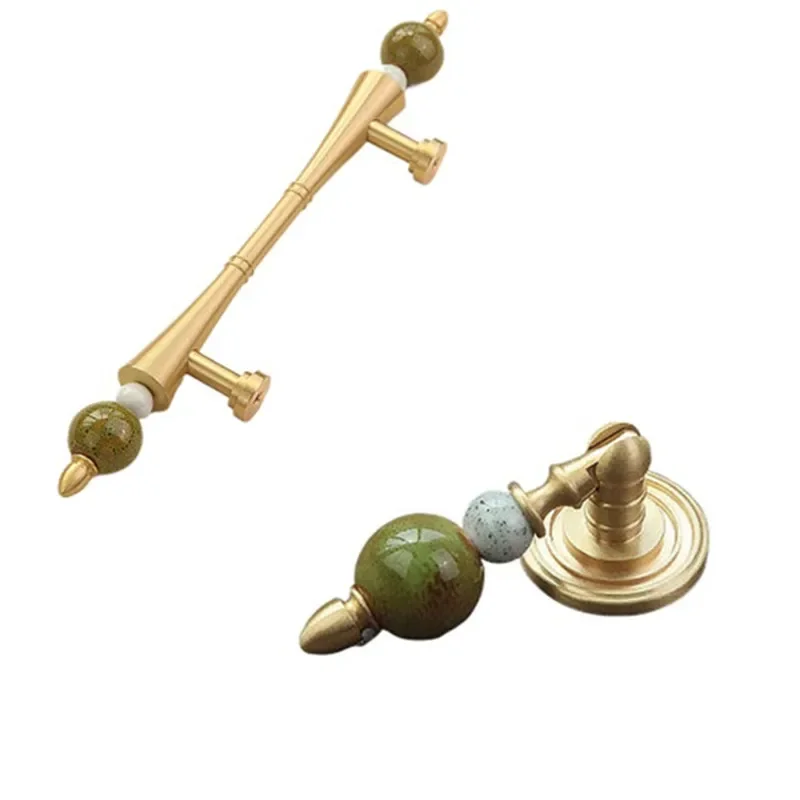 High-quality Cabinet Door Knobs Retro Ceramic Brass Handle Exquisite Kitchen Drawer Handles Furniture Hardware Pulls Door Handle