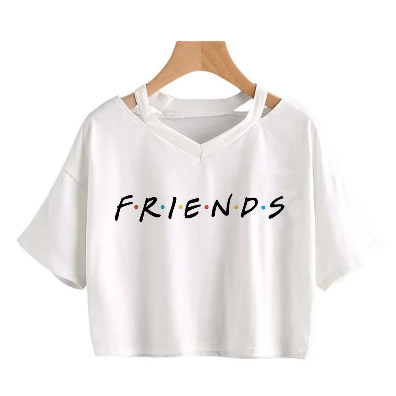 Friends Tv Show Funny Cartoon T Shirt Women Graphic Best Friends Harajuku T-shirt Korean Style Tshirt Vintage Crop Top Female