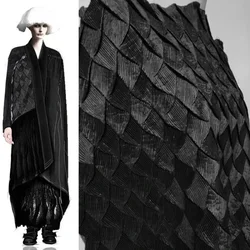 Tessuto plissettato con Design nero a trama pesante panno all'ingrosso di moda artigianato artistico fai da te tessuto per cucire materiale in poliestere puro