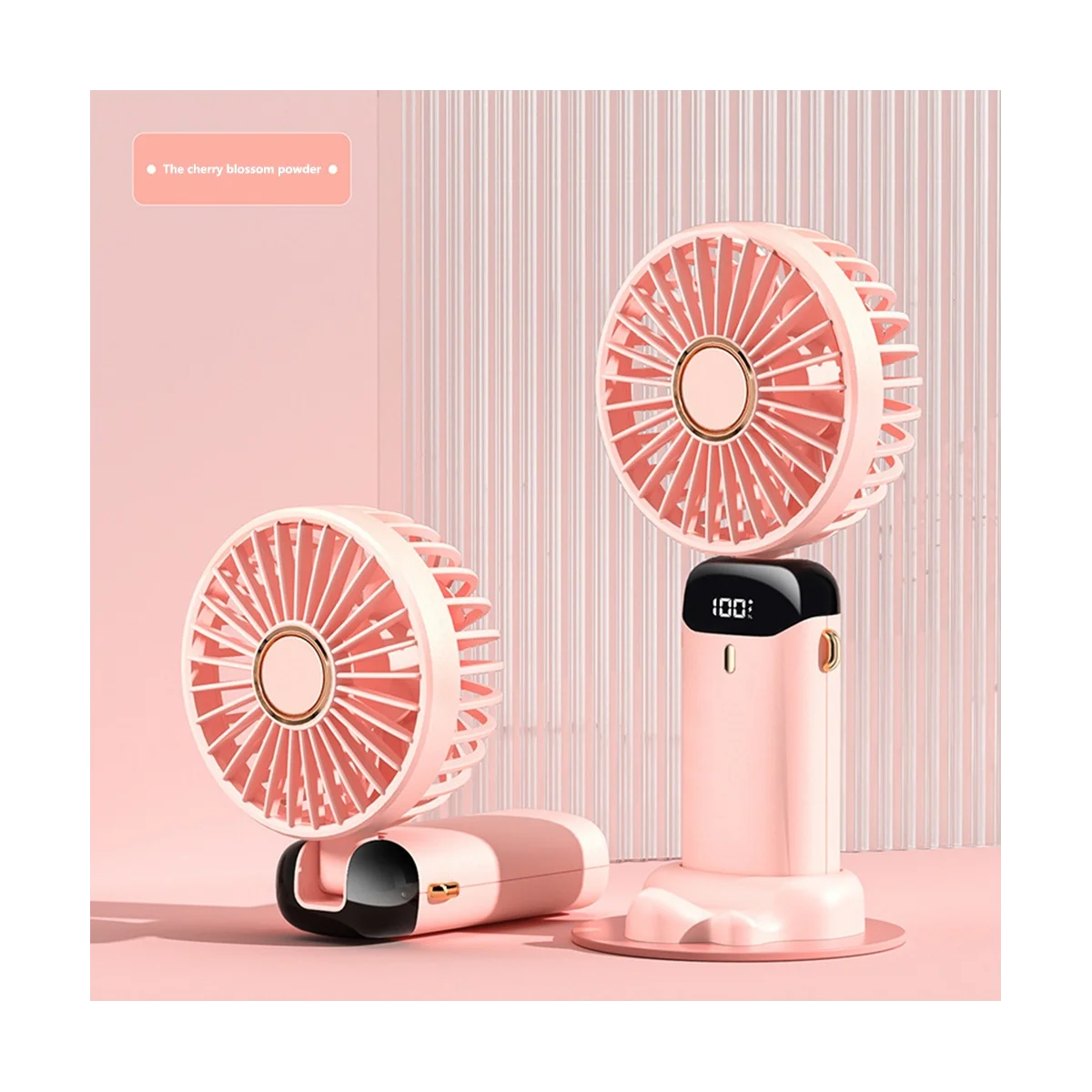 Handheld Fan, Mini Portable Personal Fan USB Rechargeable, Small Pocket Fan with Strap and Base 5 Speeds (Pink)