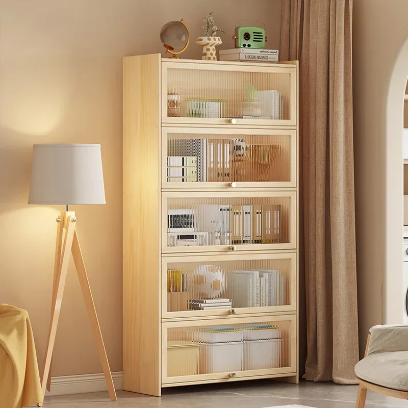 Environmentally friendly simple bookcase Nordic floor-to-ceiling student shelf bookshelf children's storage cabinet with door du