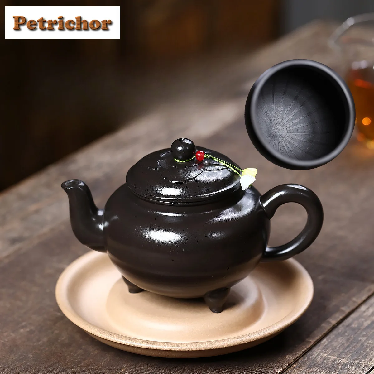 

410ml Antique Yixing Purple Clay Teapots Handmade Tripodia Ruyi Pot Raw Ore Dahongpao Mud Tea Making Kettle Chinese Zisha Teaset