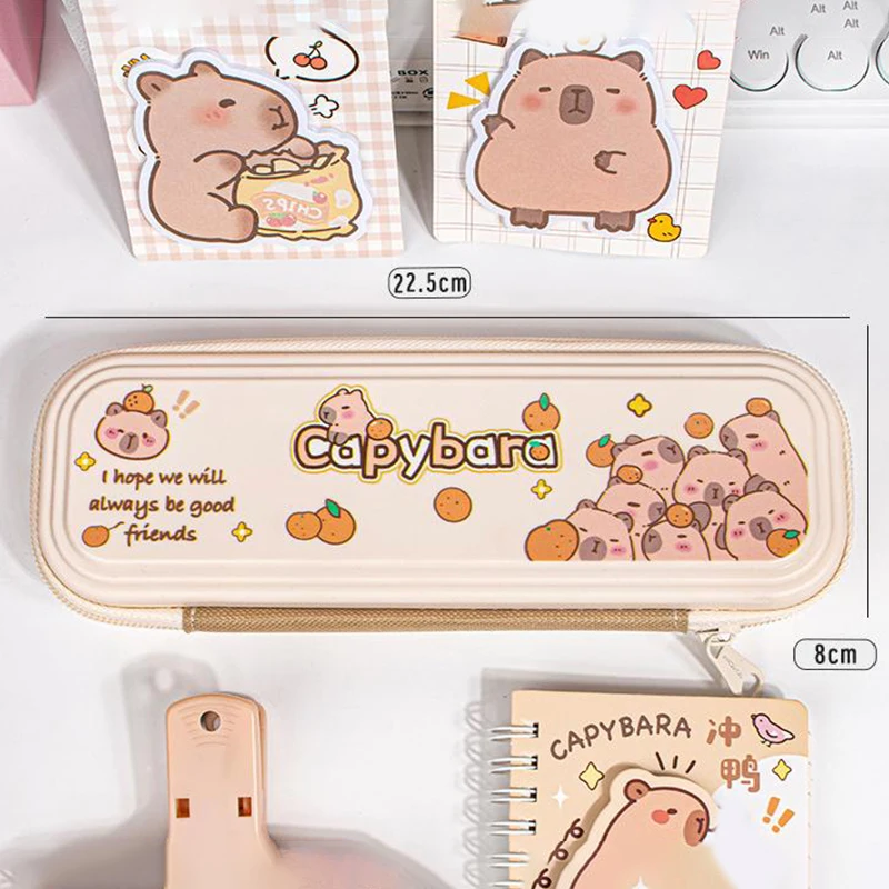 Cute Cartoon Capybara Pencil Case Large Capacity Dirt-Resistant Portable Pencil Bag Aesthetic Stationery Office School Supplies