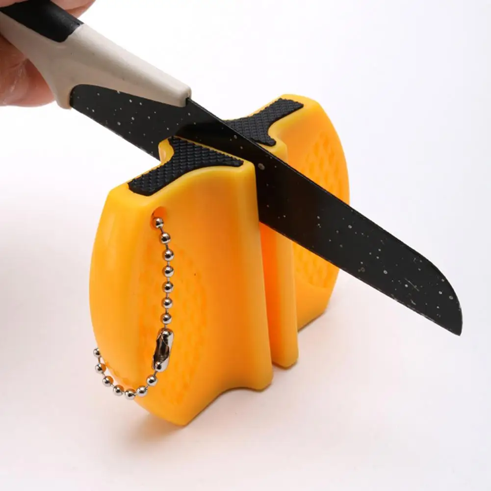 Double Sided Sharpener with Hook Chain Multifunctional Manual Sharpener Mini Pocket Cutter Sharpening Tool Kitchen Accessories