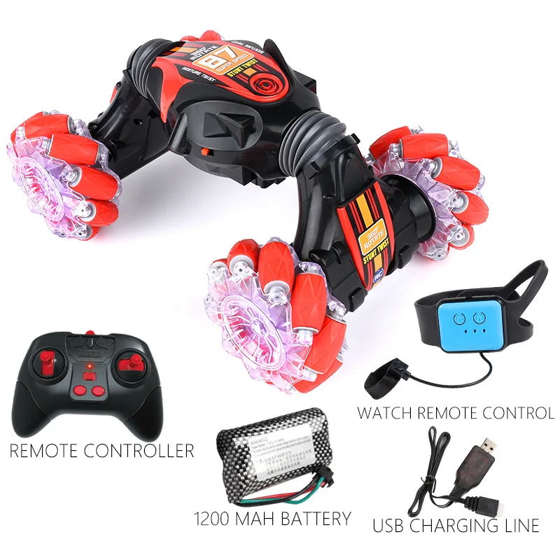 

RC Car 4WD Radio Control Stunt Car Gesture Induction Twisting Off-Road Vehicle Drift RC Toys with Light & Music Remote Car