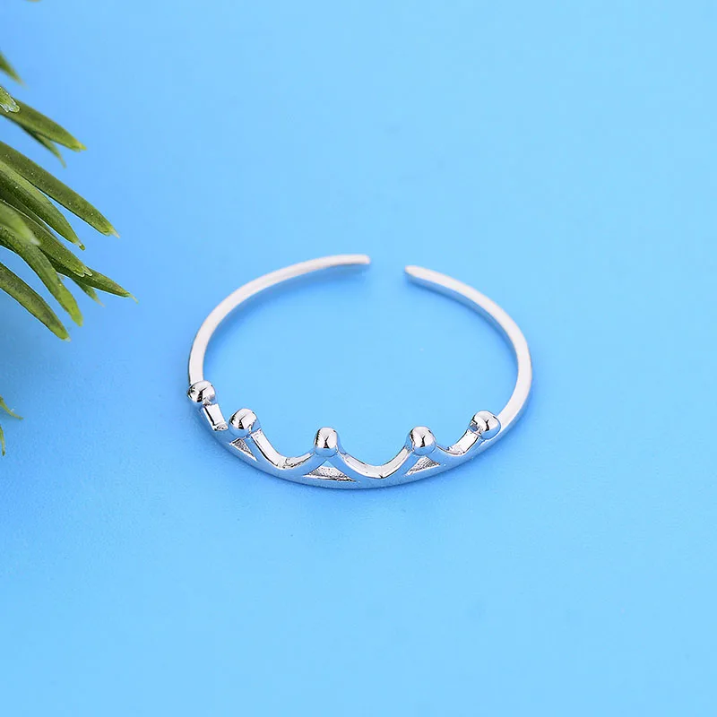 925 Sterling Silver Minimalist Adjustable Crown Finger Chain Rings For Women Love Engagement Birthday Gift Wholesale Joyas 2020