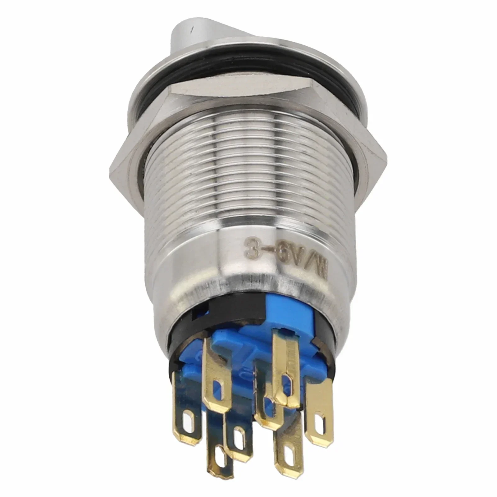 Przycisk zatrzaskowy 3-pozycyjny, do słabych warunków oświetleniowych, otwór montażowy 19 mm, napięcie pracy 3-6V, wskaźnik LED, do statków.