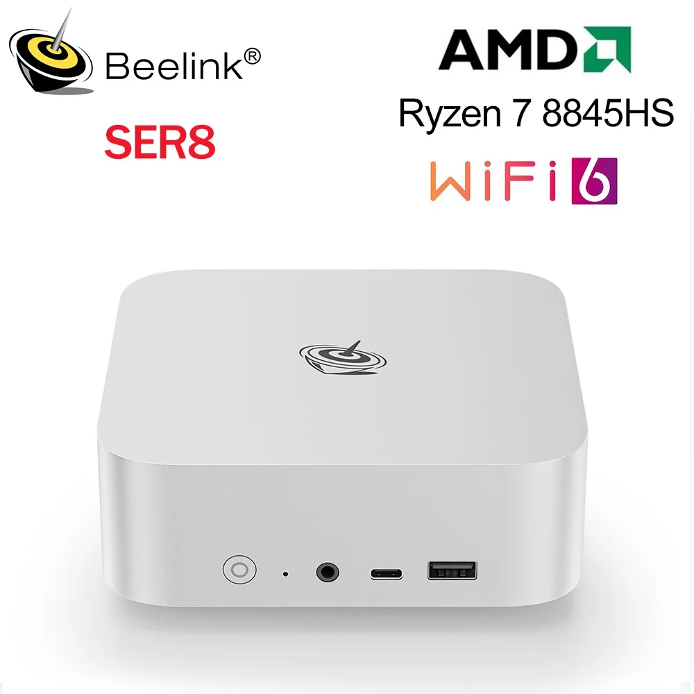 Beelink SE Series AI PC SER8 8845HS Powerful Mini PC AMD Ryzen 7 8845HS 8C/16T Up to 5.1GHz 32GB DDR5 1T PCIe4.0 SSD Radeon 780M