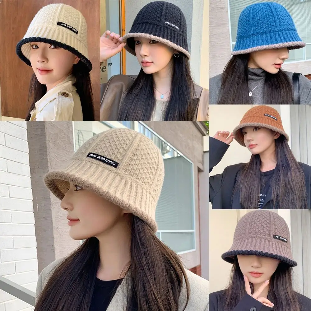 

Wide Brim Bowler Fedora Hats Retro Autumn Winter Hat Fashion Warm Bucket Hat Cold-proof Thicken Basin Cap Women Lady Female