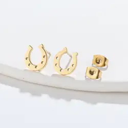 Xunyue 1Pair Stainless Steel U Shape Stud Earrings  Simple Horse Shoe Earrings For Women Jewelry 2023