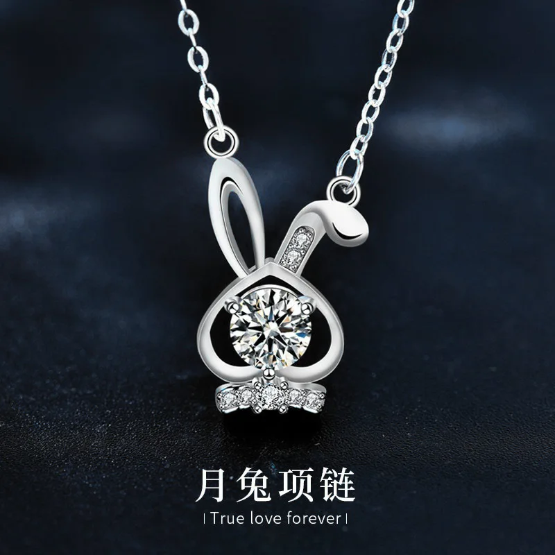 

Original Mozambique Rabbit 925 sterling silver necklace for girls Instagram niche collarbone necklace pendant high-end accessori