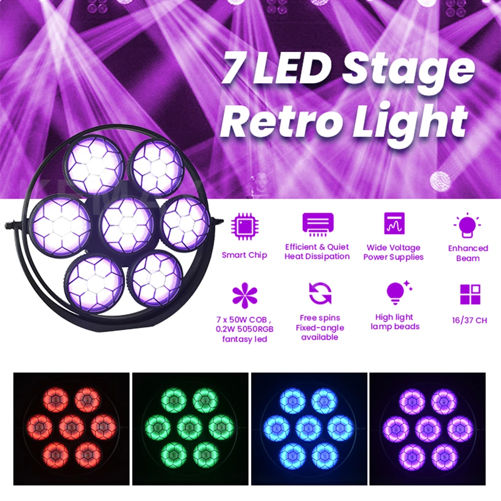 7X50W الرجعية ضوء المرحلة DMX512 RGBW LED COB بليندر الصوت المنشط ديسكو DJ المرحلة المعدات ل ملهى ليلي حفل زفاف الأحداث #2