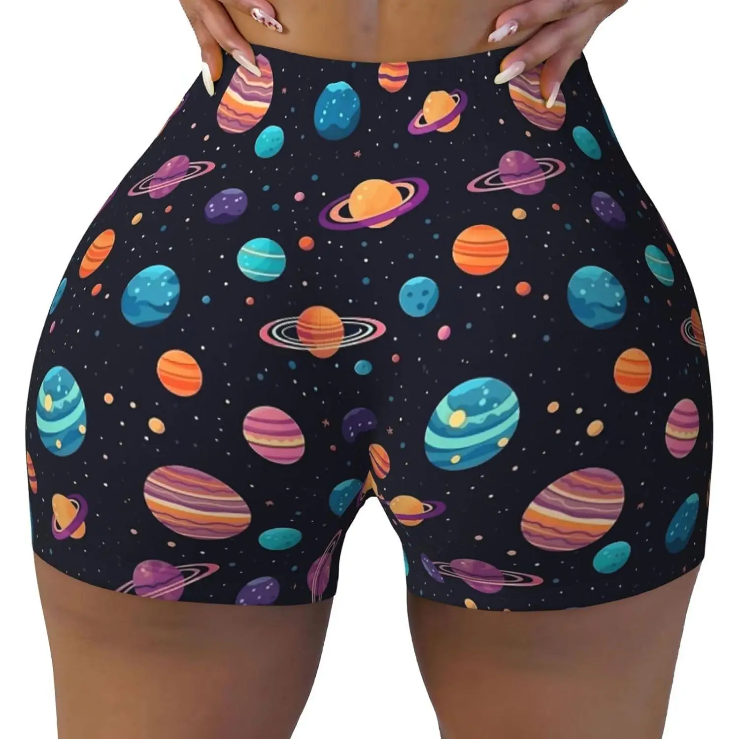 شورت نسائي للتمرين من Interstellar Space، شورت رياضي مرن، سروال يوجا لراكبي الدراجات النارية والجري والصالة الرياضية، فتل الرطوبة #1